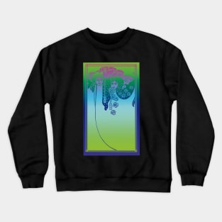 Art Nouveau Ladies (aqua on blue) Crewneck Sweatshirt